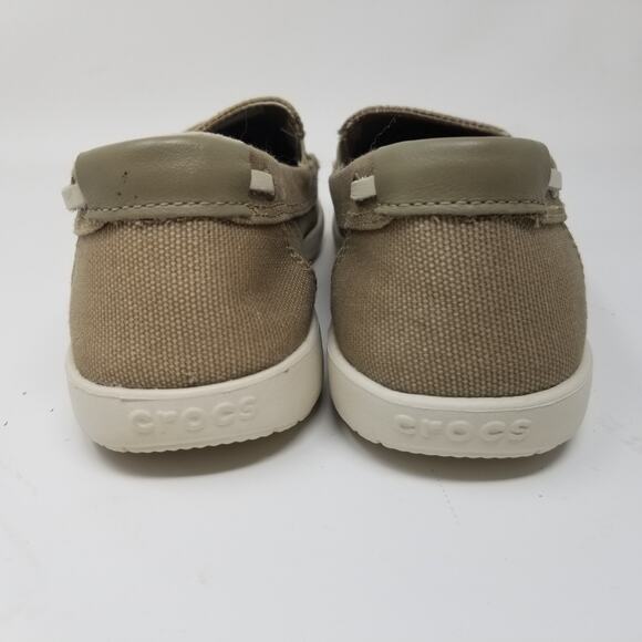 CROCS Women's Walu Canvas Loafer Size 7 Khaki/Stucco 14391 Comfort slip on Shoes - Picture 8 of 11
